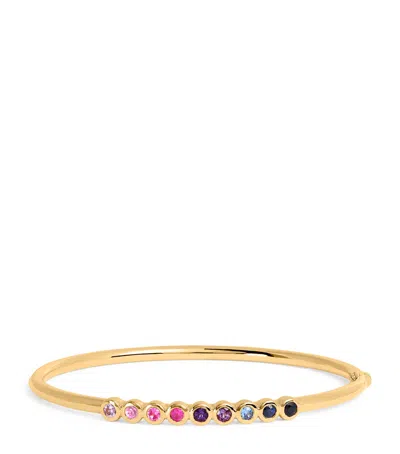 Emily P Wheeler Yellow Gold And Mixed Sapphire Jill Bangle In Multi