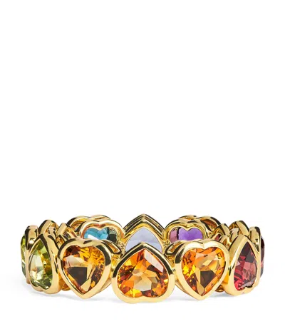 Emily P Wheeler Yellow Gold And Multi-gemstone I Heart Rainbow Ring