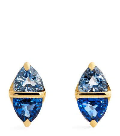 Emily P Wheeler Yellow Gold And Sapphire Tilly Stud Earrings In Blue
