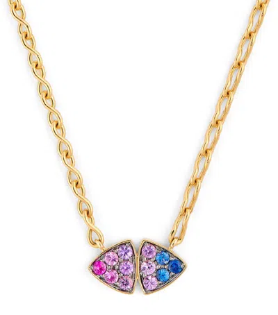 Emily P Wheeler Yellow Gold And Sapphire Ombre Candy Sky Necklace In Blue