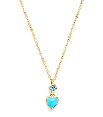 Emily P Wheeler Yellow Gold And Topaz Blue Heart Necklace