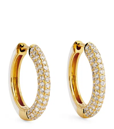Emily P Wheeler Yellow Gold, Diamond And Enamel Duo Hoop Earrings