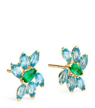 Emily P Wheeler Yellow Gold, Emerald, Topaz And Apatite Pollack Earrings
