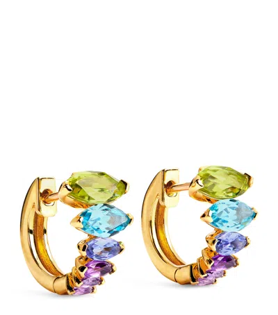 Emily P Wheeler Yellow Gold, Peridot, Topaz And Amethyst Arashi Huggie Hoops