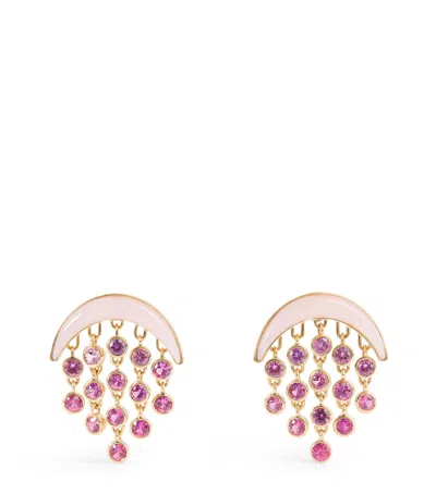 Emily P Wheeler Yellow Gold, Sapphire And Opal Baby Fringe Earrings In Pink