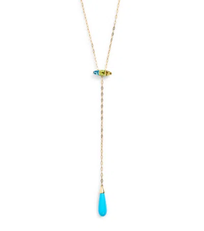 Emily P Wheeler Yellow Gold, Topaz, Peridot, Tourmaline And Turquoise Helix Lariat Necklace