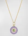 EMILY P WHEELER EARTH MEDALLION 18K WHITE AND BLACK GOLD NECKLACE WITH PERIDOT, AMETHYST AND PINK OPAL