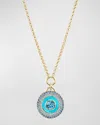 EMILY P WHEELER WATER MEDALLION 18K WHITE AND YELLOW GOLD NECKLACE WITH TOPAZ, SAPPHIRE AND TURQUOISE