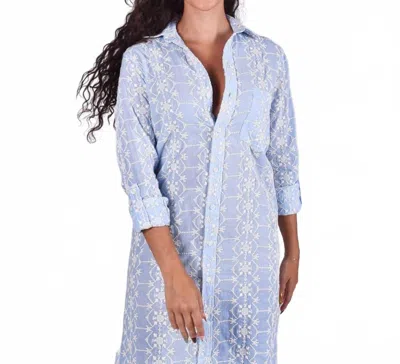 Emily Phillips Embroidery Girlfriend Mini Dress In Blue/cream