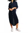 Emily Phillips Girlfriend Midi Dress In Navy Linen In Blue