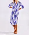 EMILY PHILLIPS GIRLFRIEND MIDI PURPLE AND WHITE DOTS DRESS