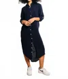 Emily Phillips Girlfriend Midi Dress In Navy Linen In Blue