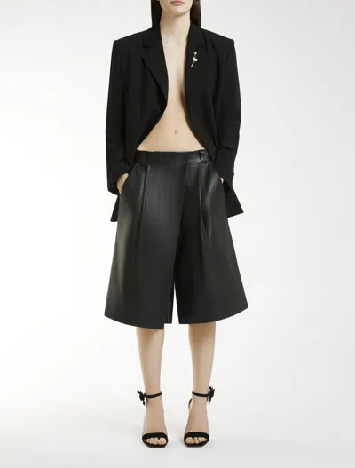 Emily Ratajkowski X Marella Leather Maxi Bermuda Shorts Trousers Black