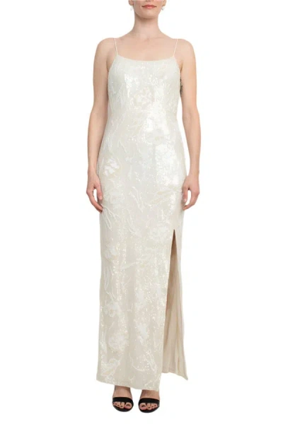 Emily Shalant 17d 0025 Fitted Long Formal Slit Beaded Dress In White