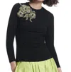 Emily Shalant Bead Rasette Sweater In Black Multi In Multi