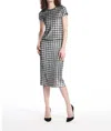 Emily Shalant Beaded Checkboard Pattern Midi Skirt In Silver/black In Silver