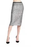 Emily Shalant Beaded Checkboard Pattern Midi Skirt In Silver/black In White