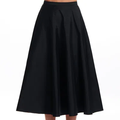Emily Shalant Black A-line Taffeta Midi Skirt