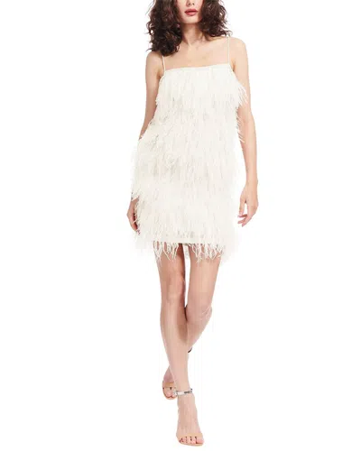 Emily Shalant Bra-friendly Feather Mini Dress In White
