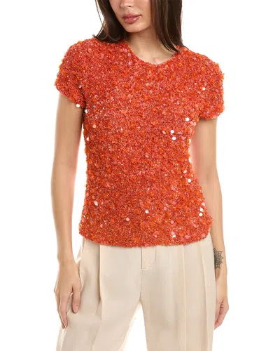 Emily Shalant Crunchy Bead Paillette Top In Red