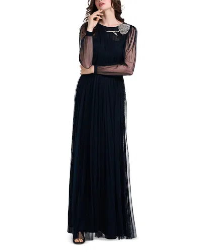 Emily Shalant Crystal Embellished Tulle Gown In Black