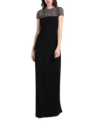 Emily Shalant Crystal Illusion Yoke Dress In Black
