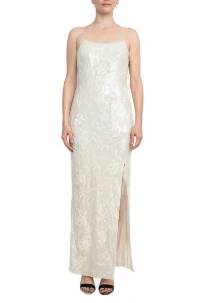 Emily Shalant Embellished Open Back Maxi Dress In Ivory In Burgundy