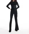 Emily Shalant Faux Pocket Crepe Flare Leg Pant In Black In Black