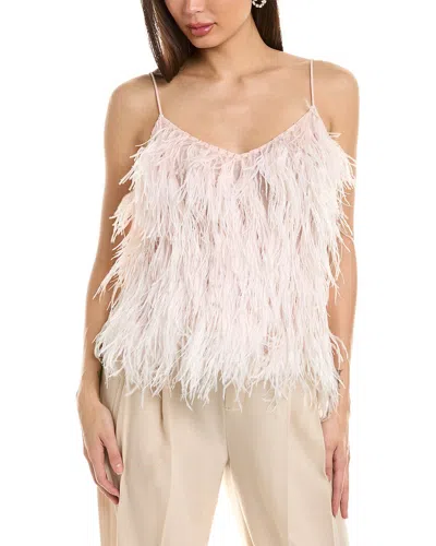 Emily Shalant Feather Spaghetti Strap Cami In Pink
