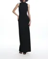 Emily Shalant Long Column Gown In Black In Black