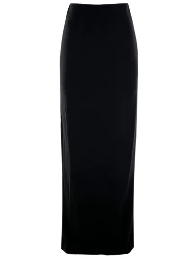 Emily Shalant Long Crepe Slim Skirt In Black