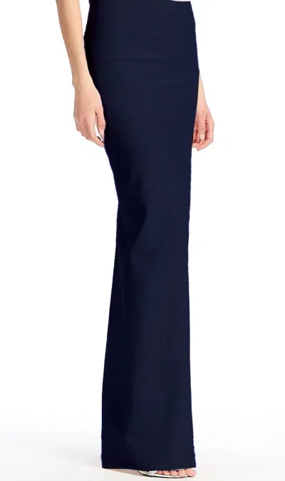 Emily Shalant Long Crepe Slim Skirt In Midnight In Blue
