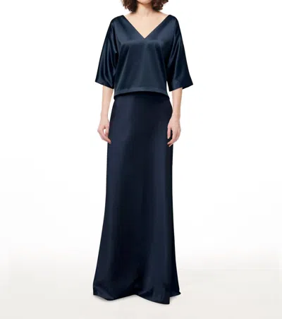 Emily Shalant Long Midi Skirt In Navy In Blue