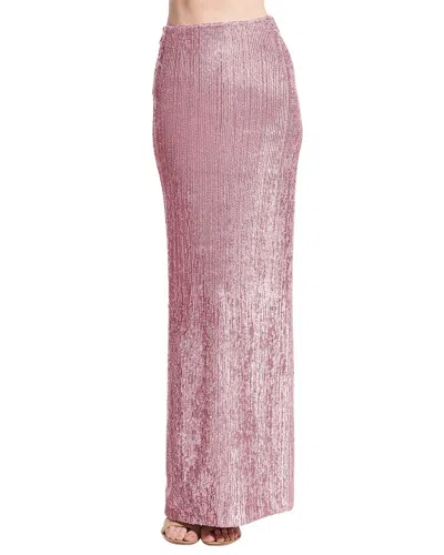 Emily Shalant Long Stretch Sequin Column Skirt In Pink