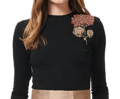Emily Shalant Luxe Geranium Three-quarter Sleeves Tee In Black