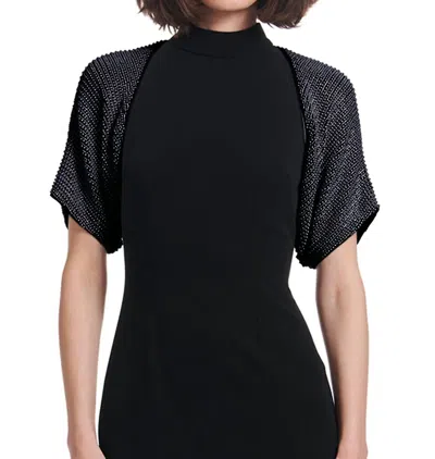 Emily Shalant Pearl Encrusted Shrug In Black