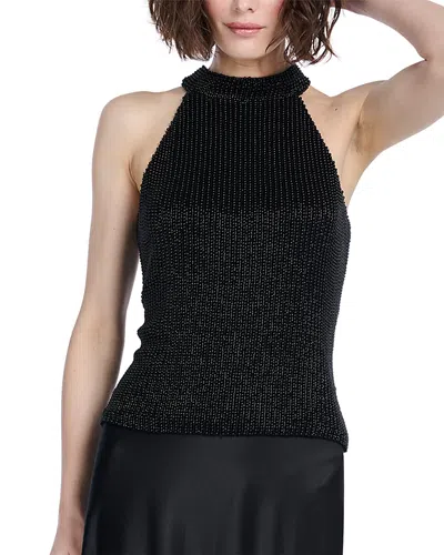 Emily Shalant Pearl Sleeveless Mock Neck Top In Black