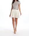 Emily Shalant Pleated Mini Skirt With Crystal Bows In Ivory In Multi