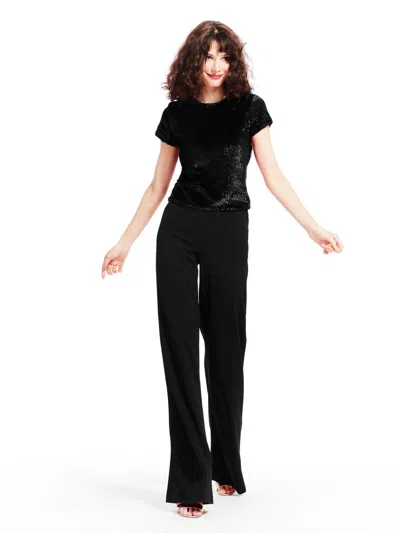 Emily Shalant Royal Sequin Top In Black