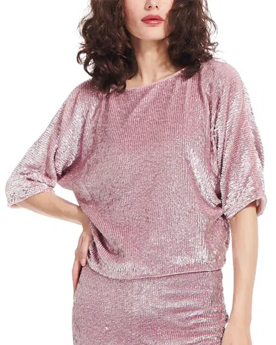 Emily Shalant Sequin Blouson With Dolman Sleeves In Pink