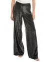 Emily Shalant Sequin Full Palazzo Pant In Grey