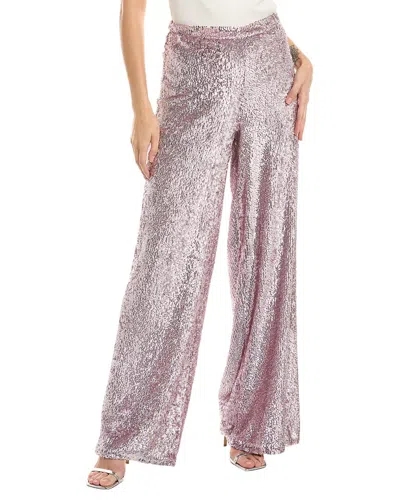 Emily Shalant Sequin Full Palazzo Pant In Pink