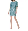 Emily Shalant Sequin Mini Dress In Sky In Blue