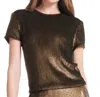 Emily Shalant Sequin Tee In Bronze In Gold