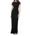 Emily Shalant Stretch Crepe Gown With Crystal Chains In Black In Black