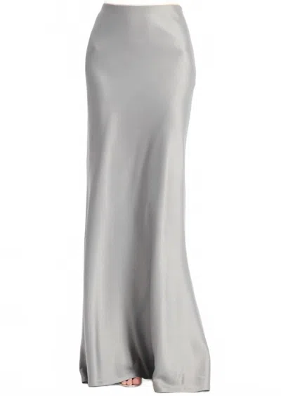 Emily Shalant Stretch Satin Bias Long A-line Skirt In Silver