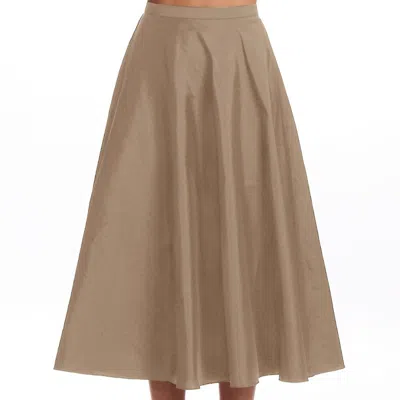 Emily Shalant Suntan A-line Taffeta Midi Skirt In Neutral