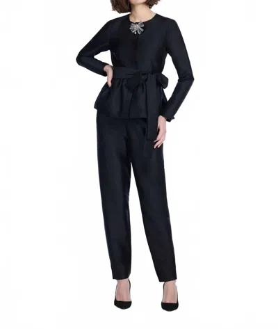 Emily Shalant Taffeta Princess Long Sleeve Blouse In Black