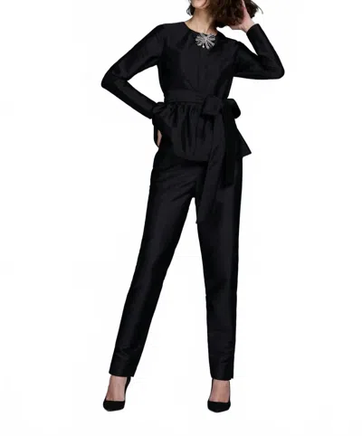 Emily Shalant Taffeta Slim Leg Pants In Black