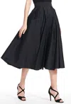 Emily Shalant Tea Length Midi Skirt In Black Taffetta In Multi